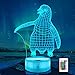 Produktbild Ammonite Penguin Nachtlicht, Pinguin 3D Illusion Tiere Lampe für Kinder 16 Farben wechselnd mit Fernbedienung und Timer, Kinderzimmer Dekor als Weihnachten Urlaub Geburtstagsgeschenke