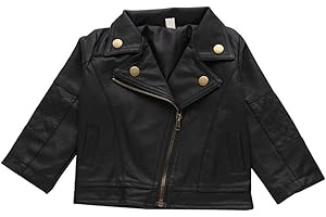 Toddler Kids Girls Jacket Coats Zipper Faux Leather Outerwear Winter Clothes for...
