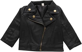 XFGLCK Toddler Kids Girls Jacket Coats Zipper Faux Leather Outerwear Winter Clothes