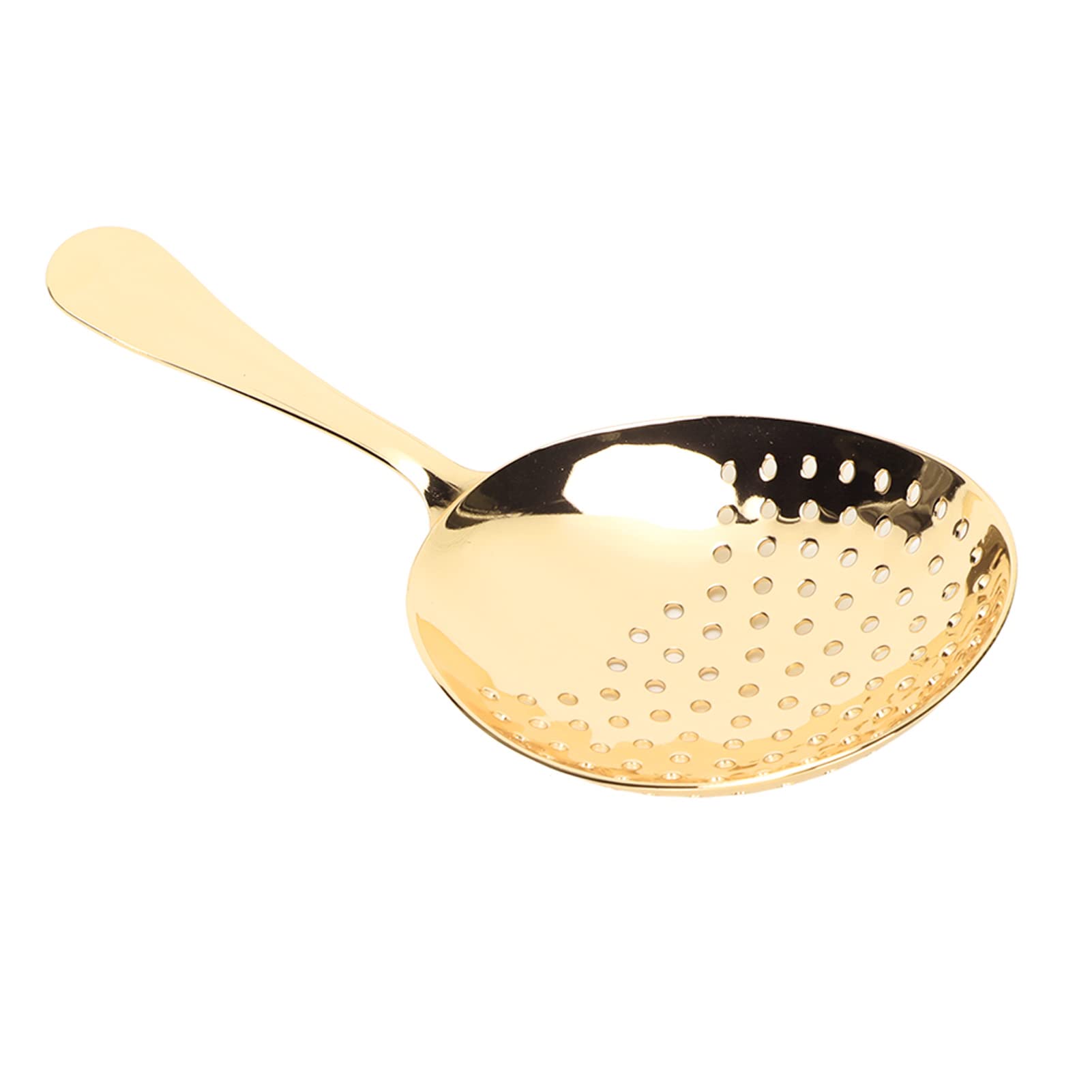 Ymiko Stainless Steel Slotted Spoon, Skimmer Slotted Spoon Skimmer Julep Strainer Bar Strainer for Home or Commercial Bar Use (Gold Plating)