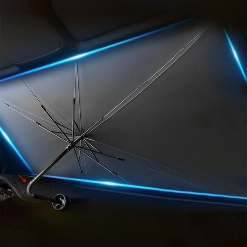 57"x32" Car Windshield Sun Shade Umbrella - Foldable 5-Layer Thickened Reflective Polyester & Vinyl Coating - Blocks Heat & UV Rays for Mini Cooper Clubman Countryman Roadster Accessories