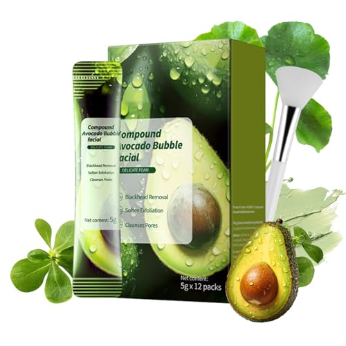 Mascarilla Facial De Burbujas De Aguacate, Mascarilla Facial Limpiadora De Burbujas Con Ácido Complejo De Aguacate, Mascarilla De Barro Con Esencia De Limpieza Profunda (1 caja)