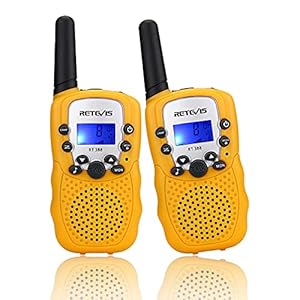 Retevis RT388 Walkie Talkie Kinderen, Walkietalkies voor Kinderen, PMR446 8 Kanalen Zaklamp 10 Oproeptonen VOX, Walky Talky Kinderen Cadeau Speelgoed voor Kamperen, Wandelen, Avontuur (1 Paar, Geel)