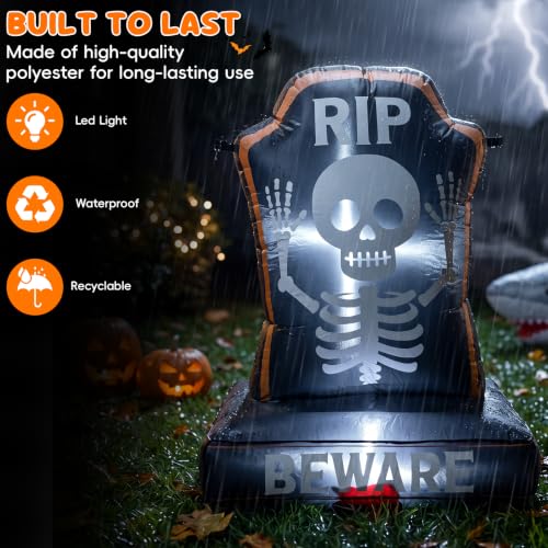 4FT Halloween Inflatables Skeleton Tombstone Blow up Yard Party Decoration - image 6