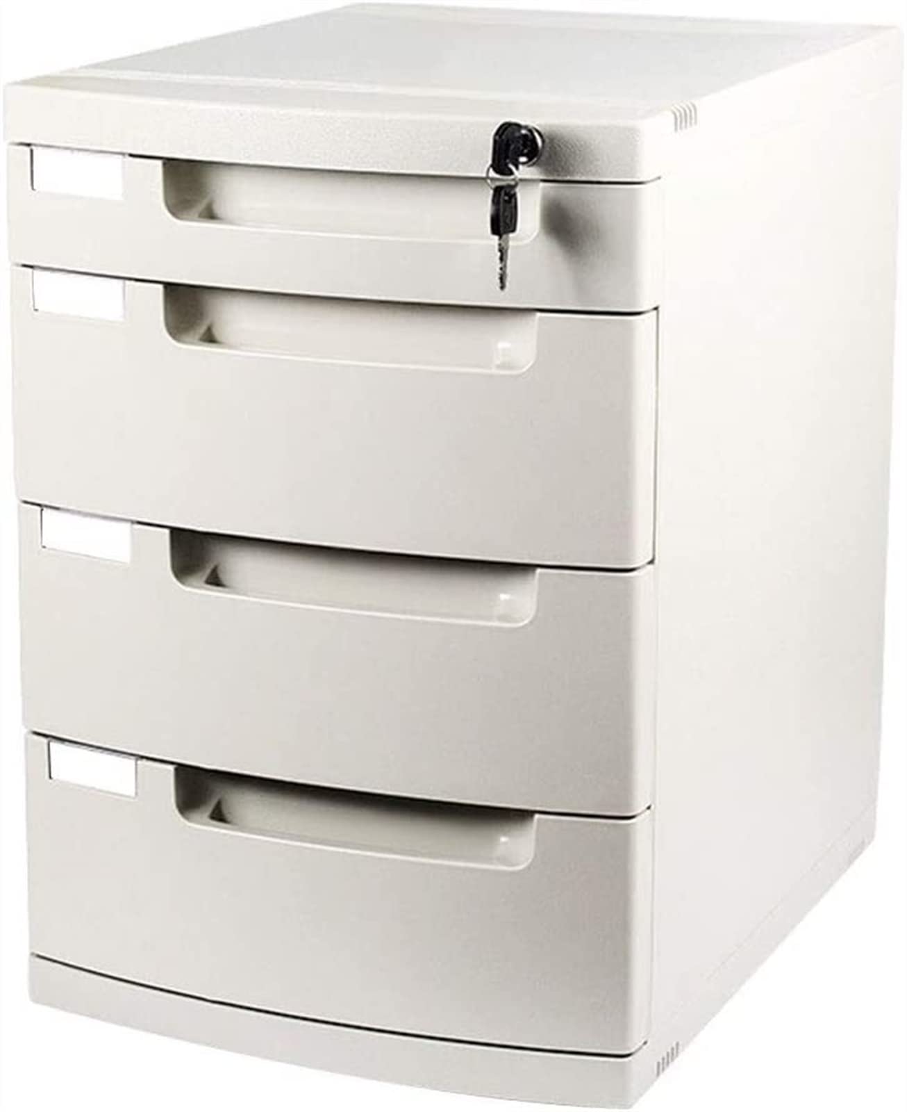 Schedario, Divisorio per Schedario, 4 Cassetti, Scrivania con Serratura, Contenitore Classificato E Scatola di Immagazzinaggio per Documenti D'Ufficio (Bianco)(White)