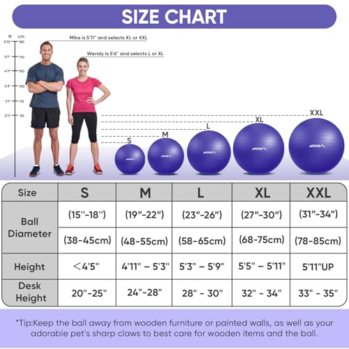 Image of APEXUP Yoga Ball, 660 lbs Anti-Burst Exercise Ball with Pump, 5 Sizes | Anti-Burst, Anti-Slip, SGS Certified, Strengthens Core, Improves Balance & Posture, Boosts Flexibility & Stability