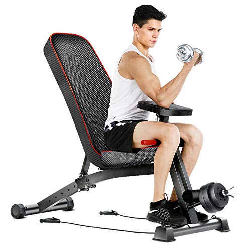 Adjustable 90°Flat Weight Bench Training Bench for Full Body Workout Multifunctional Foldable Fitness Flat Bench Weighted 300lb for Home Gym Incline Decline Perfect for Bench Press Sit-ups Leg Lifts