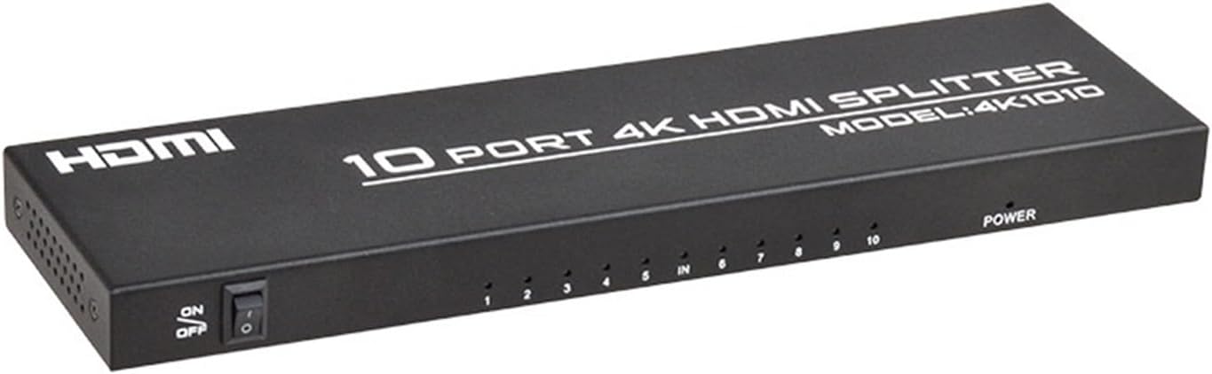Engineering-Grade 3D HDMI 1x10 4K Splitter Stable Without Black HD Office Multimedia Home Splitter HDMI Switch Distributor(EU Plug)