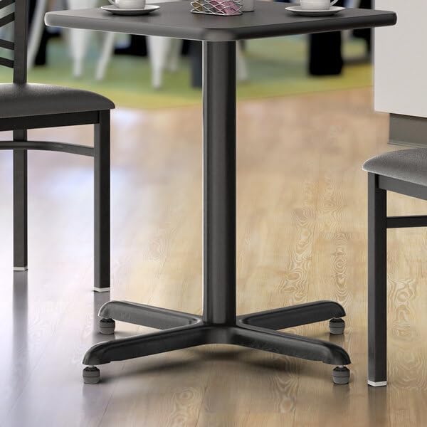 33 x 33 Inch Black Stamped Steel Table Base, 3 Inch Column, Standard Height Cross Base with Flat Tech Equalizer, Powder-Coated Finish