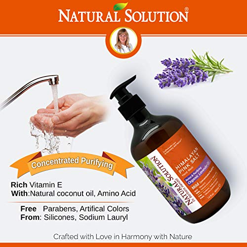 Natural Solution Bath & Body Gift Set with Relaxing Lavender Oil, Includes Body Wash, Hand Soap, Charcoal Soap Bar and Bath Salt, Perfect Gifts Set for Birthday & Christmas