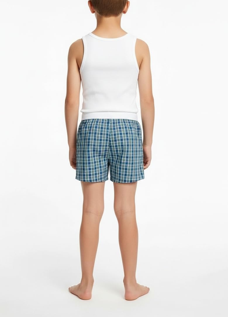 Boys 3 Pack Plaid Cotton Blend Woven Comfort Kids Youth Boxer Shorts