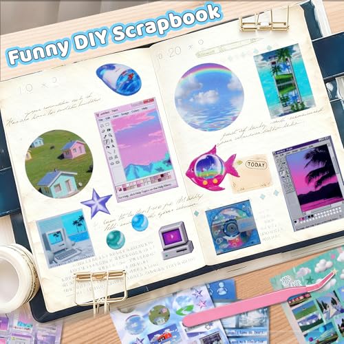 Image of 800Pcs Cute Scrapbook Stickers Travel Y2k Japanese Sticker Book for Adult Kawaii Korean Stickers for Journaling Laser Aesthetic Sticker Glitter Toploader Decor for DIY Card Art Crafts 30 Page Dream