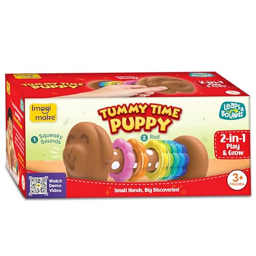 Image of Imagimake Tummy Time Puppy | Leaps & Bounds Baby Toys for 3+ Months |Toy for Toddlers, Infants | 2-in-1 Play & Grow - Squeaky Sounds | Non- Toxic | New Born Baby Gifts for 3+Months