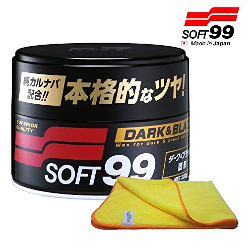 Kit Cera Premium Dark Black 300g Soft99 + Flanela Autoamerica 40x60