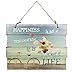 Woodpassion - Targa in legno con cordoncino da appendere, 30 x 40 cm, Legno, Happiness, 30 x 40 cm