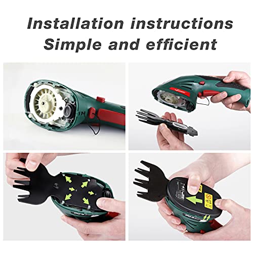 Lanneret 7.2V Lithium-Ion Cordless Grass Shear/Shrub Trimmer Combo With Rechargeable Battery And Charger Included,Outdoor Power Tools,Green #TOP2
