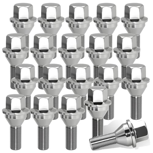 M12x1.25 Wheel Lug Bolts, 24mm Thread, Conical Seat for Jeep/Dodge, 20PCS