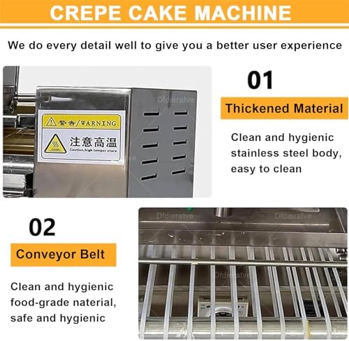 Commercial Automatic Crepe Maker Machine, Adjustable Non-Stick Crepe Griddle, 6/8/10 Inch, Thickness Control 0.4-1.2mm, 150-200℃ for Restaurant & Food Truck Use