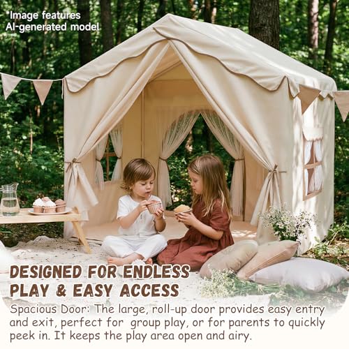 Kids Play Tent with Double Door Children's Playhouse Castle Tents - Beige by Sherilyn - Used condition - Image 2