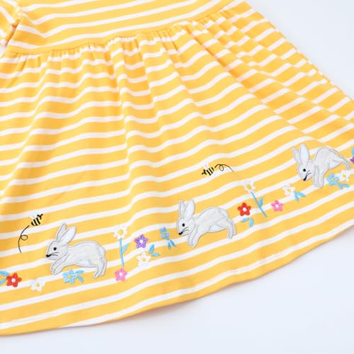 Image of HILEELANG Toddler Girl Short Sleeve Easter Dress Cotton Casual Jersey Shirt Playwear Applique Dress