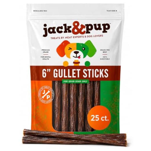 Jack&Pup 6-inch Gullet Sticks for Dogs – Odor Free Joint Health Support Dog Chews – Fresh and Savory Beef Gullet Sticks - Naturally Rich in Glucosamine and Chondroitin (25 Pack)