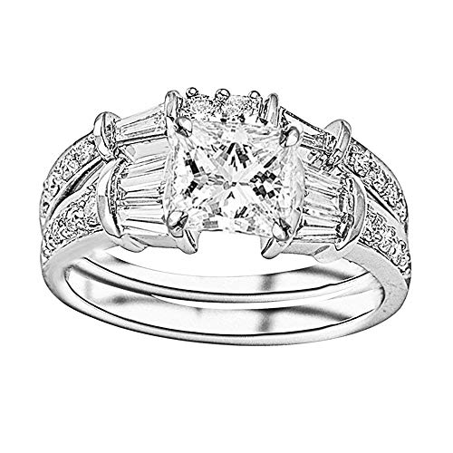 4 Carat Classic Lab 14K White Gold Synthetic Lab Grown Princess