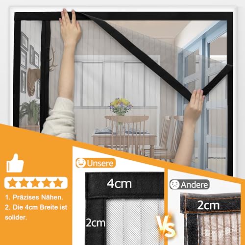 Wanoore Magnet Fliegengitter Tür, 90x200 cm Schwarz Insektenschutz Balkontür, Fliegengittertür Ohne Bohren, Automatisch Verschließen Moskitonetz Für Balkontür, Wohnzimmertür, Kellertür, Terrassentür