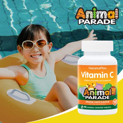 Naturesplus Animal Parade Sugar-Free Children's Vitamin C, Natural Orange Juice Flavor - 90 Chewable Animal Shaped Tablets - Immune Support - Gluten Free - 45 Servings #TOP4