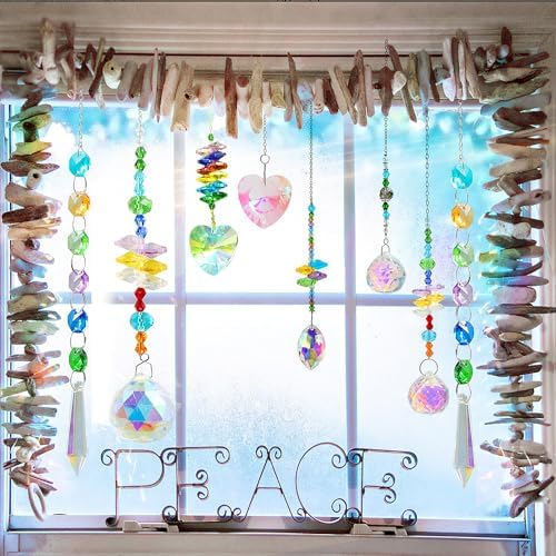 JOFONY 469pcs DIY Suncatcher Making Kits for Adults, Crystal Sun Catcher Arts and Crafts Supplies Set with Colorful Crystals Beads Rainbow Pendant for Living Room Window Garden Decoration - 5