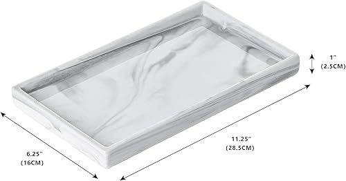 Miniatura 12 de Bandeja de cerámica para fregadero de baño, bandeja de tocador de grano negro, bandejas de perfume para tocador, soporte para joyas, velas, jabón