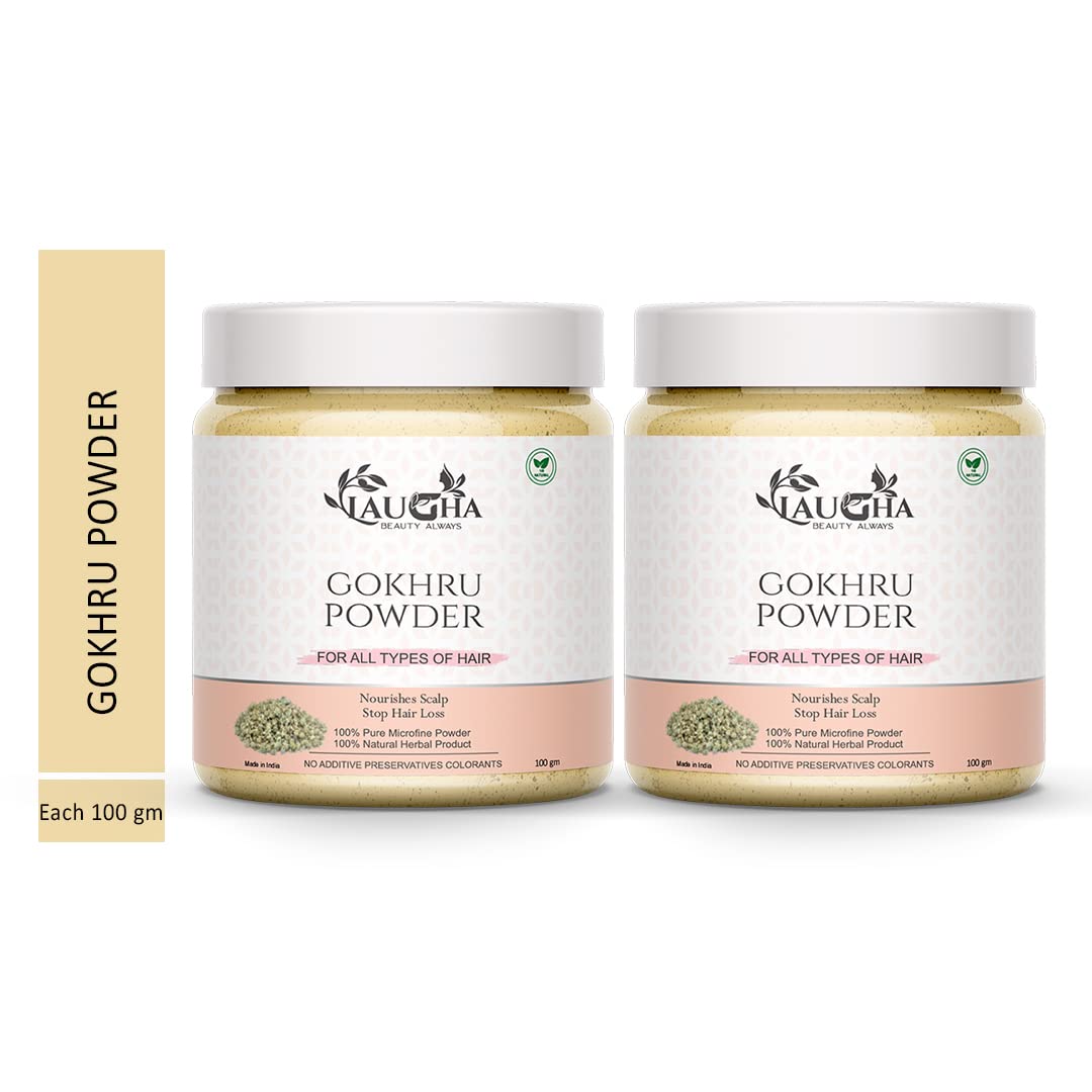 Gokhru Powder | Gokshura | Tribulus Terrestris | Bindii | Caltrops for Kidney Stones, Skin Care(Face Mask, Evens Skin Tone) 100 GM (Pack of 2 Jar 200 gm)