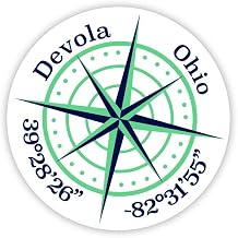 Devola Ohio 2-Inch Vinyl Decal Sticker Latitude Longitude Compass Design