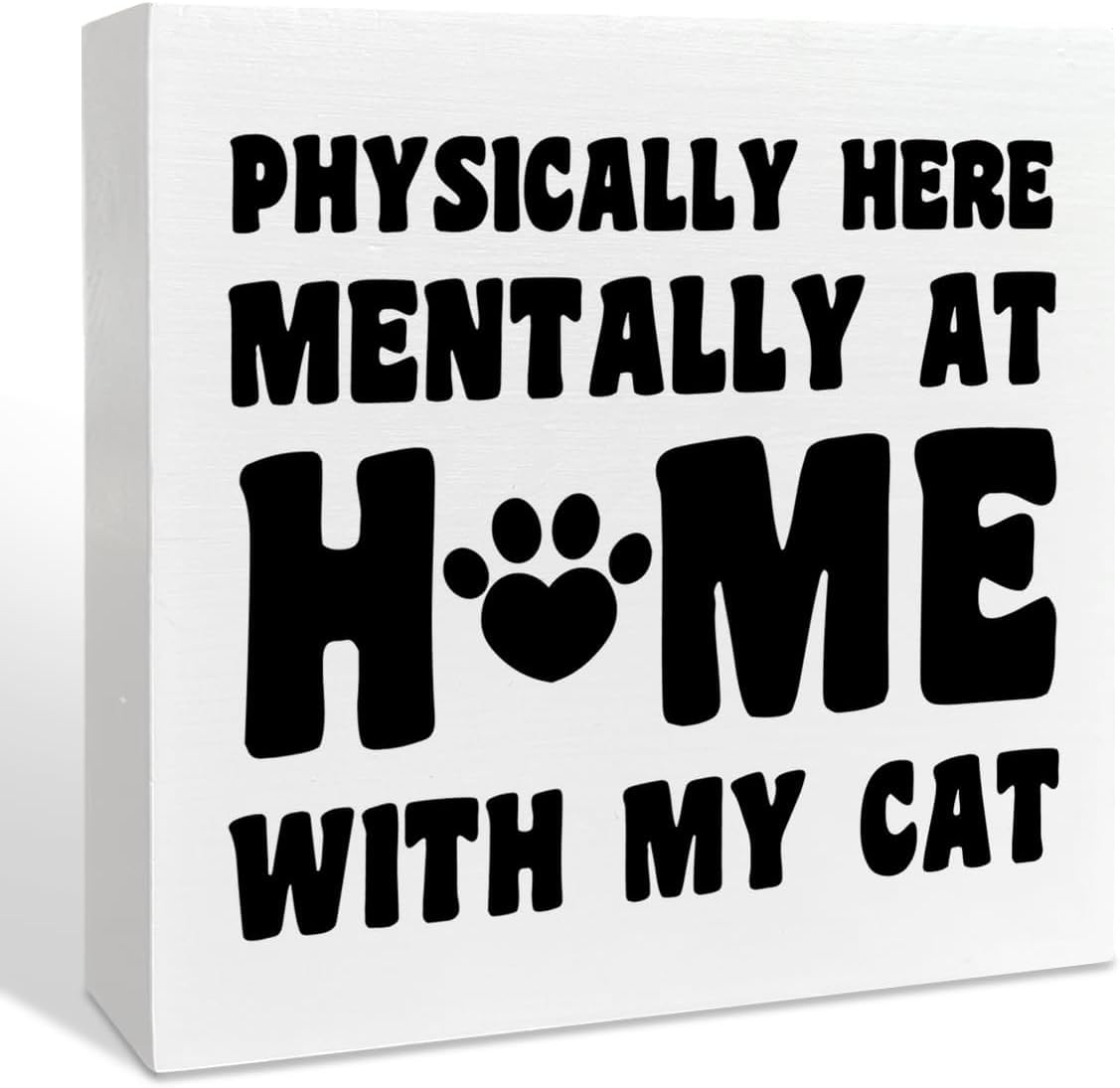 Cat Box Sign 7x7 Inch Funny Home Decor Shelf Desk Plaque
