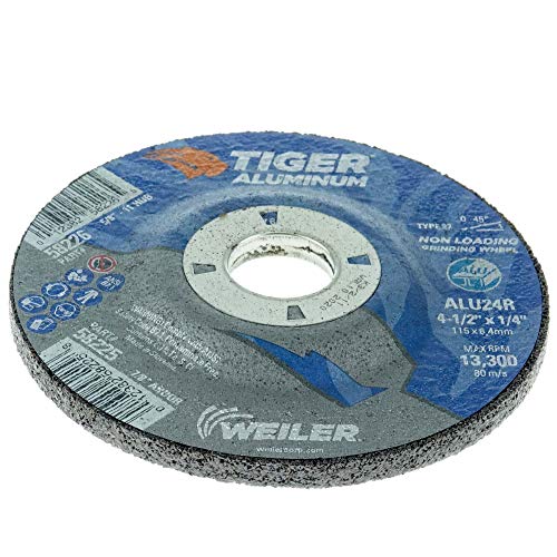 Image of Weiler 58225 4-1 /2 x 1 /4 Tiger Aluminum Type 27 Grinding Wheel ALU24R 7 /8 A.H (Pack of 10)