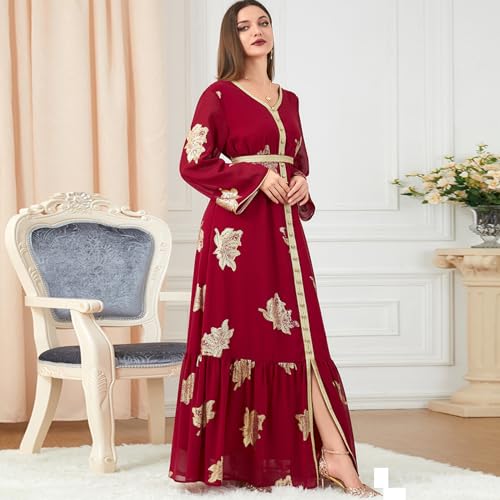 Image of ODIZLI Abaya Dress for Women Dubai Sadui Bead Moroccan Kaftan Fancy Eid Dress