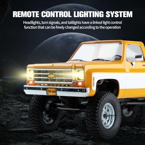 Image of FCX18S FMS 1 /18 Chevrolet K10 S RC Truck, Officially Licensed 4WD RC Crawler 2 Speeds Switch with LED Lights, Off-Road RC Model for Adults (Yellow)