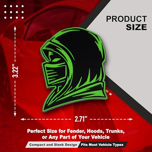 Image of Ninja Emblem, Custom 3D Car Badge - Universal Exterior Accessories for Car, Truck, SUV, Motorcycle (Set of 2) (Green)