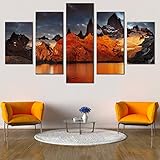 Cuadros Xxl 5 cuadros de panel póster de arte de pared regalo creativo moderno obra de arte impresiones alta definición en 3D pintura gris Patagonia Argentina montaña cielo Cuadros impresa 150x100cm