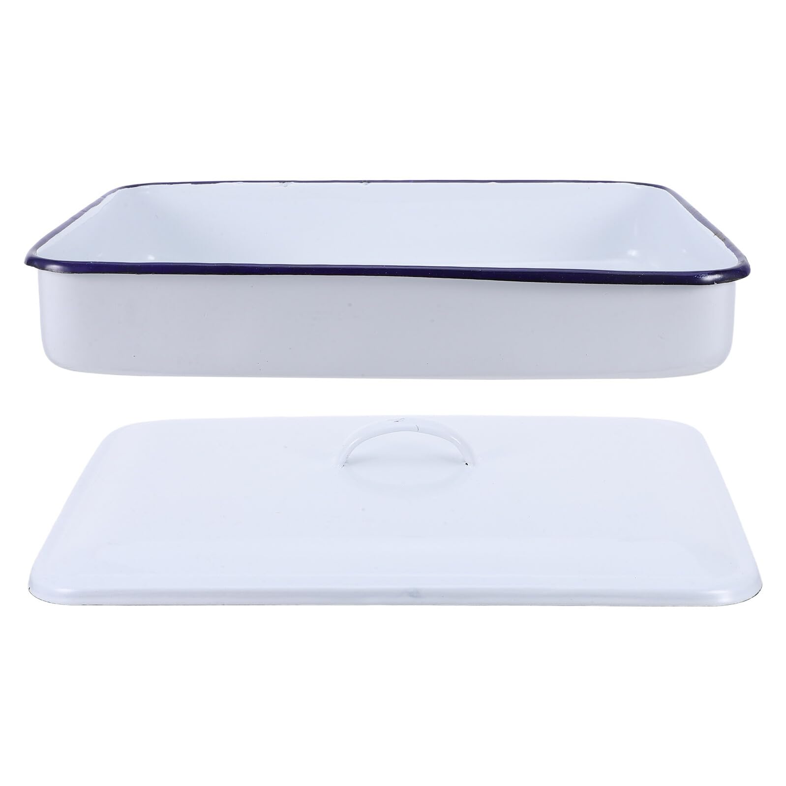 SHINEOFI Plateau de Laboratoire Rectangulaire Blanc 30X20X5 CM en Émail Épais avec Couvercle Hermétique – Bac de et Rangement pour Instruments Usage Médical et Scientifique