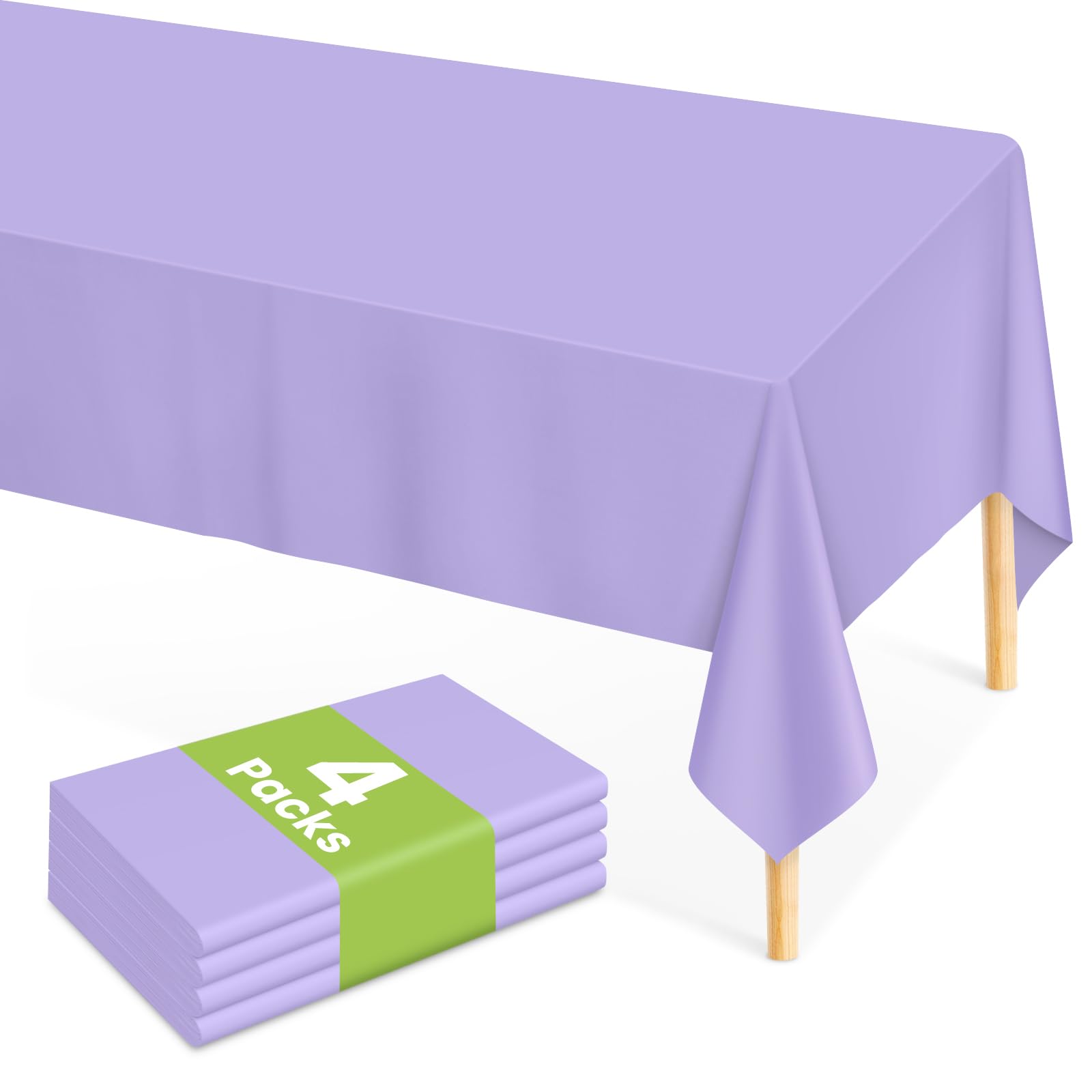 Mulbozy Light Purple Plastic Table Cloth 4 Pack, 54 × 108 Inch