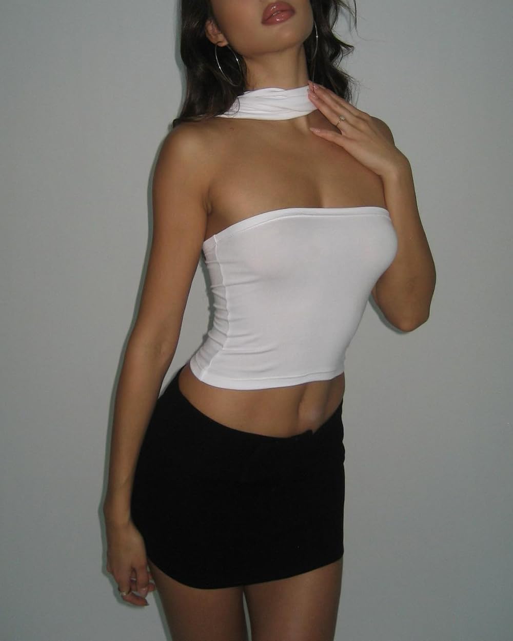 Women's Sexy Halter Tube Tank Crop Tops Strapless Slim Fitted Y2k Bandeau Top Off Shoulder Basic Cami Shirts - Image 3