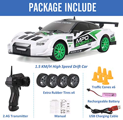Image of Liberty Imports RC Drift Car 1 /24 2.4GHz 4WD Remote Control Sport Racing On-Road Vehicle with LED Light, Batteries and Drift Tires (Style 2), Multicolor