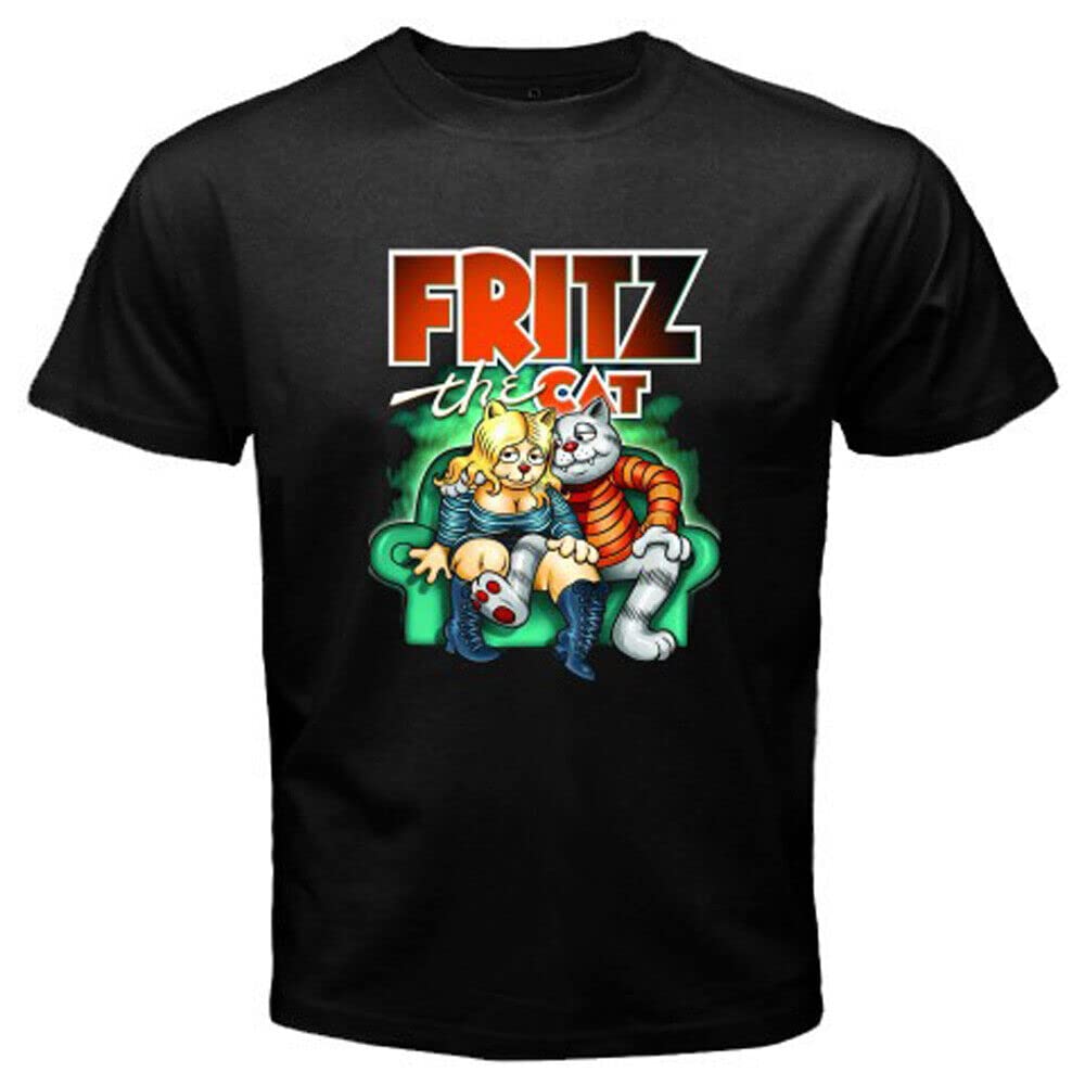 LI YA DENTAL Fritz The Cat T-Shirt Graphic Tee Printed Top for Mens BlackL