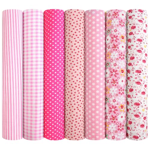 AOOSA 7 Piezas Diseño de Retales Telas 50x50cm, 100% Tela algodón Telas Patchwork, Cuadrada Florales Precortados para Costura, Acolchado, Decoración de Bricolaje, Trabajo a Mano, Textil Manualidades