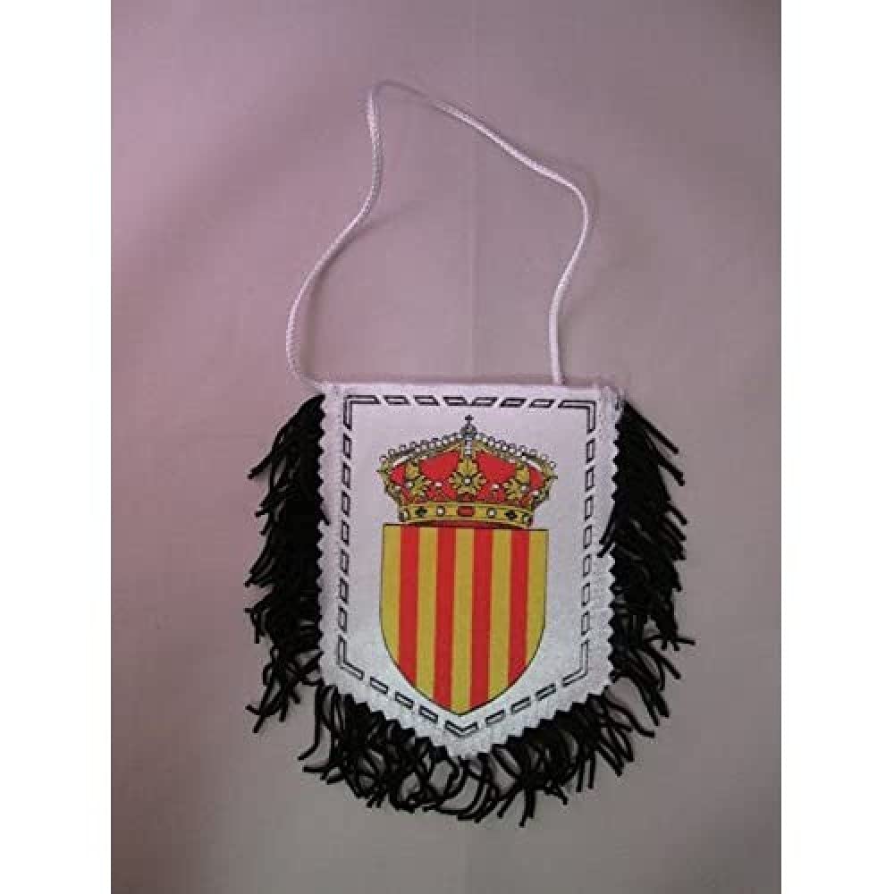 AZ FLAG - Fanion Catalogne Pour Décoration Voiture Double Face Avec Cordelettes - Mini Drapeau Catalan - 13x10 cm
