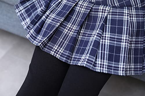 Irelia Winter Girls Skirt Leggings Fleece Lined Tutu Footless Pants Grid Blue 7-8 #TOP4