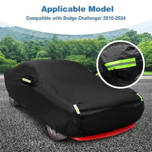 Image of for Challenger Car Cover Waterproof All Weather Full Car Covers Compatible with Dodge Challenger 2010-2024 Black