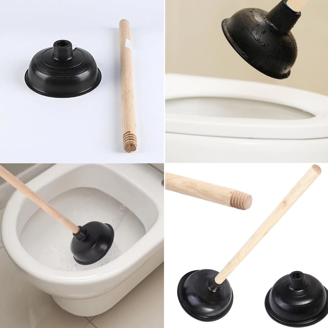 PARENCE. - Toilet Suction Cup for Clogging Cleaning - Effective and Durable with Natural Wood Handle, Ideal for Cleaning Clogged Toilets and Pipes