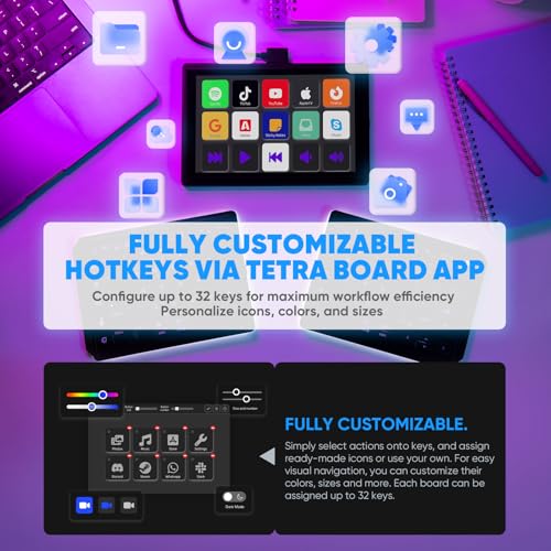 Image of MP Mobile Pixels Tetra Keyboard with 8 inch Touchscreen, Customizable Hotkeys Wireless Ergonomic Keyboards, 3 Modular Layouts, Bluetooth Connectivity, USB-C Charging, Portable Keyboard for Windows /Mac