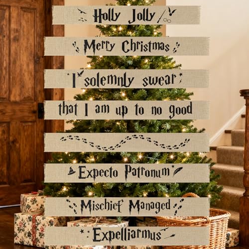 DIYDEC 8pcs Christmas Tree Decorations Christmas Tree Burlap Ribbon Garland